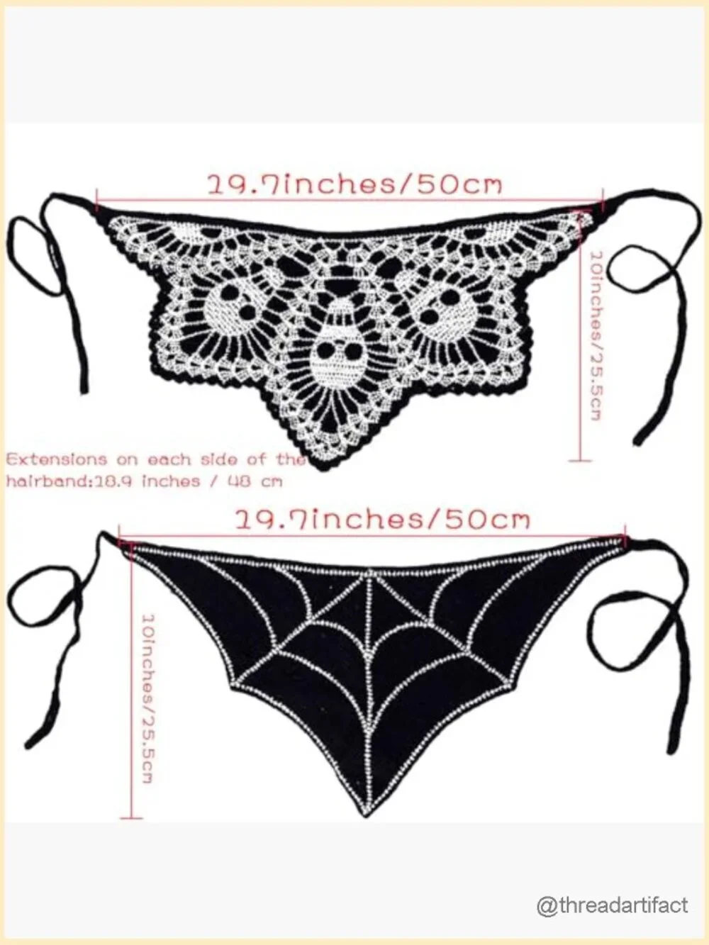 Skull Headbands Crochet Bandanas Gothic Head Scarf Hair Accessories